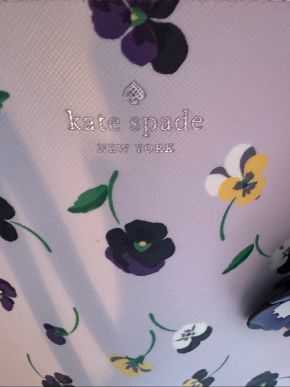 kate spade lavender floral crossbody with silver logo
